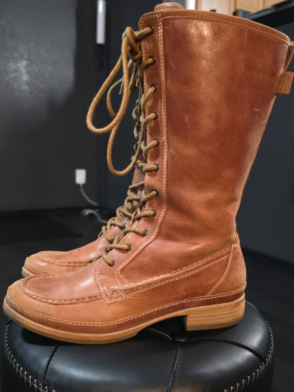 Fossil Brown Cognac Lace-Up Leather Women's Boots - Picture 6 of 13